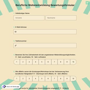 Berufliche Weiterentwicklung Bewertungsformular