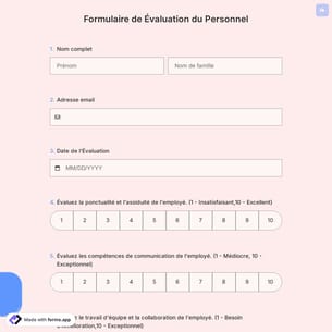 Formulaire de Évaluation du Personnel