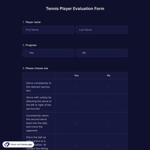 Tennis Player Evaluation Form