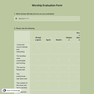 Worship Evaluation Form