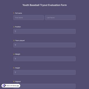 Youth Baseball Tryout Evaluation Form