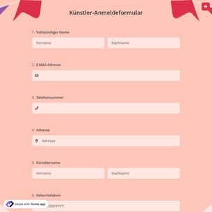 Künstler-Anmeldeformular