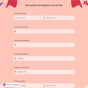Formulário de Registro de Artista