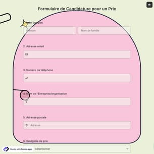 Formulaire de Candidature pour un Prix