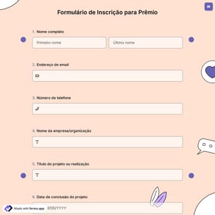 Formulário de Inscrição para Prêmio