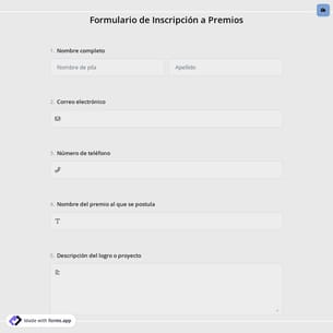 Formulario de Inscripción a Premios