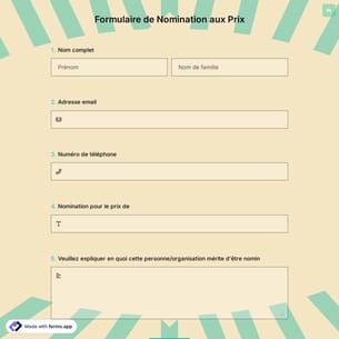 Formulaire de Nomination aux Prix