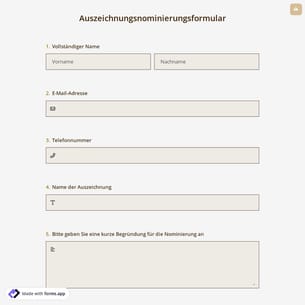 Auszeichnungsnominierungsformular