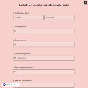 Bankett-Veranstaltungsbestellungsformular