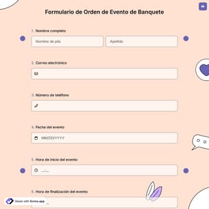 Formulario de Orden de Evento de Banquete