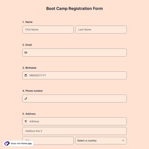 Boot Camp Registration Form