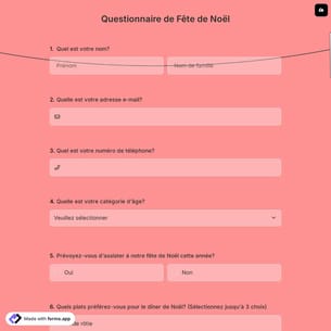 Questionnaire de Fête de Noël