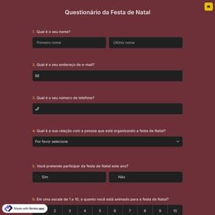 Questionário da Festa de Natal