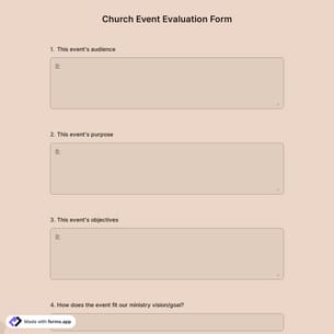 Church Event Evaluation Form