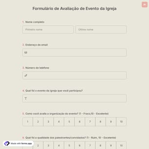Formulário de Avaliação de Evento da Igreja