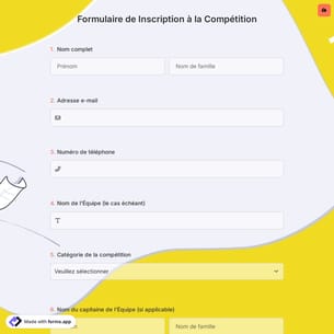 Formulaire de Inscription à la Compétition