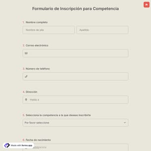 Formulario de Inscripción para Competencia