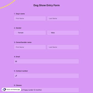Dog Show Entry Form