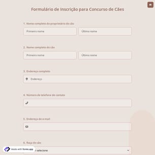 Formulário de Inscrição para Concurso de Cães