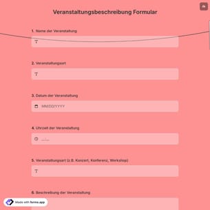 Veranstaltungsbeschreibung Formular