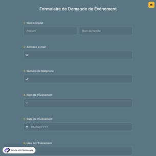 Formulaire de Demande de Événement