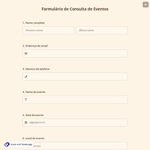 Formulário de Consulta de Eventos