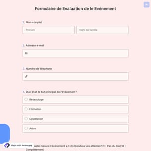 Formulaire de Evaluation de le Evénement
