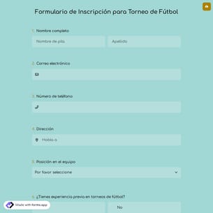 Formulario de Inscripción para Torneo de Fútbol