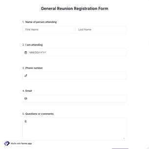 General Reunion Registration Form