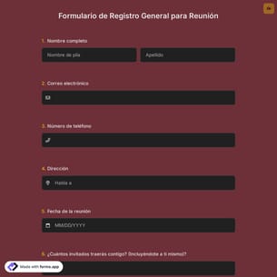 Formulario de Registro General para Reunión