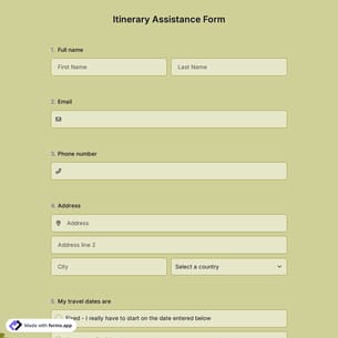 Itinerary Assistance Form 