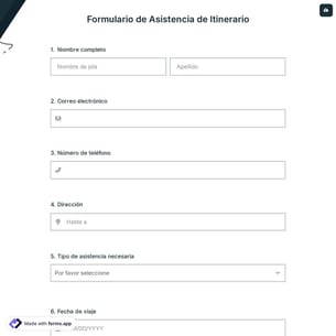 Formulario de Asistencia de Itinerario