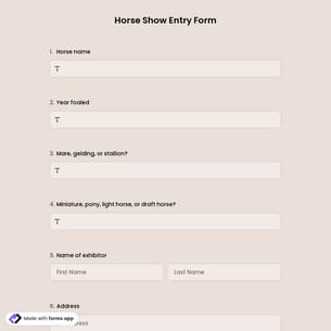 Horse Show Entry Form