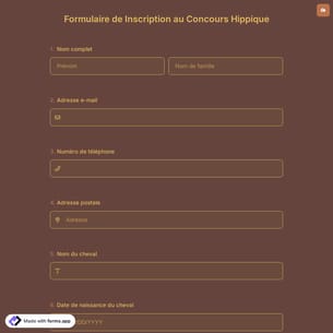 Formulaire de Inscription au Concours Hippique