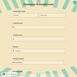 Pferdeshow-Anmeldeformular