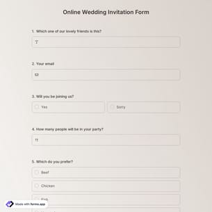 Online Wedding Invitation Form
