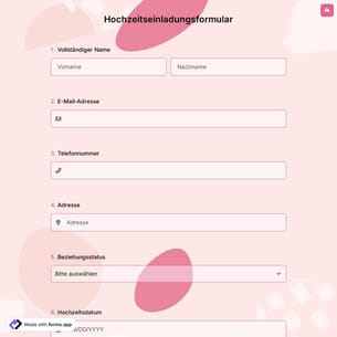 Hochzeitseinladungsformular