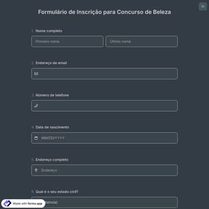 Formulário de Inscrição para Concurso de Beleza