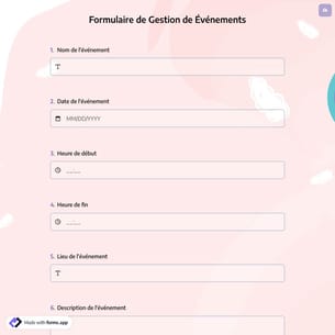 Formulaire de Gestion de Événements