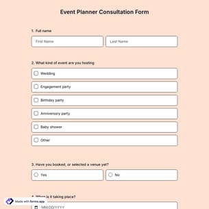 Event Planner Consultation Form Template