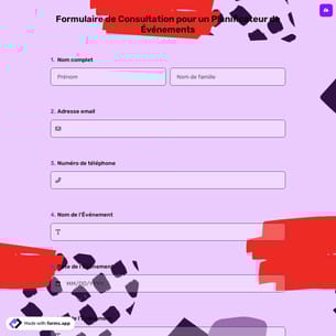 Formulaire de Consultation pour un Planificateur de Événements