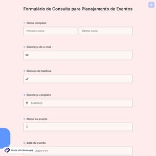 Formulário de Consulta para Planejamento de Eventos