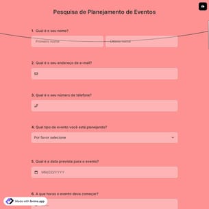 Pesquisa de Planejamento de Eventos