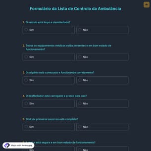 Formulário da Lista de Controlo da Ambulância
