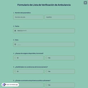 Formulario de Lista de Verificación de Ambulancia