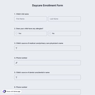 Daycare Enrollment Form