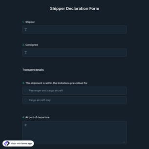 Shipper Declaration Form 