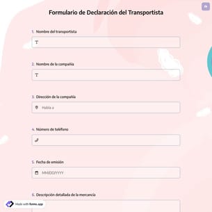 Formulario de Declaración del Transportista