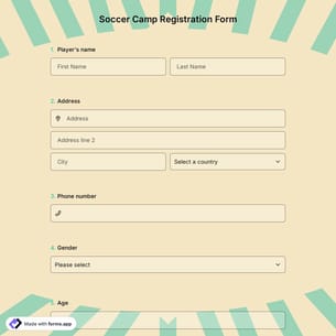 Soccer Camp Registration Form