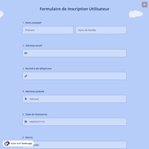 Formulaire de Inscription Utilisateur